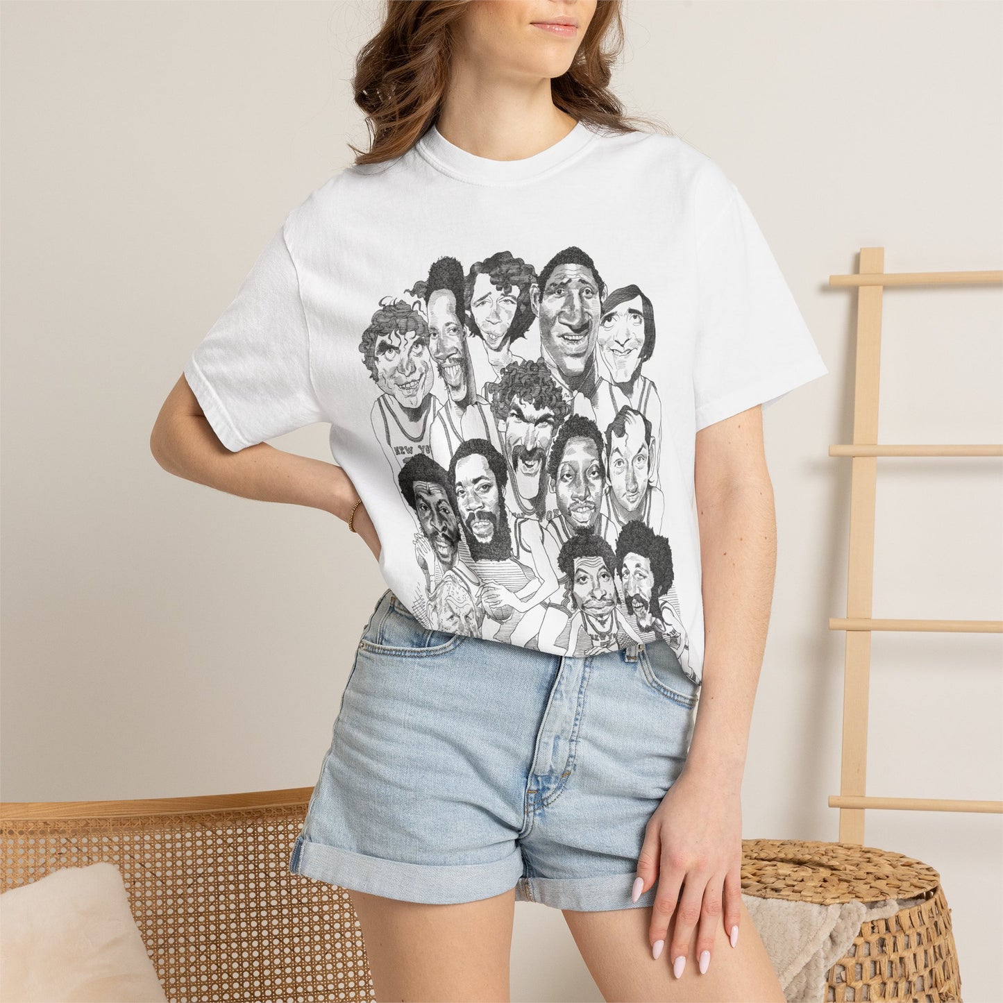 New York Knicks 1973 Championship Team by David Levine - T-shirt