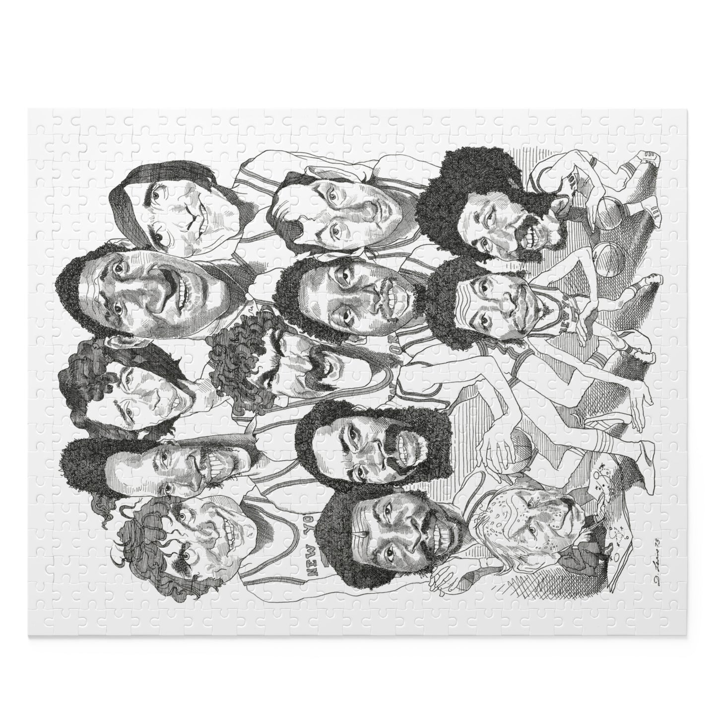 NY Knicks 1973 Championship Team by David Levine – Puzzle (500-piece)