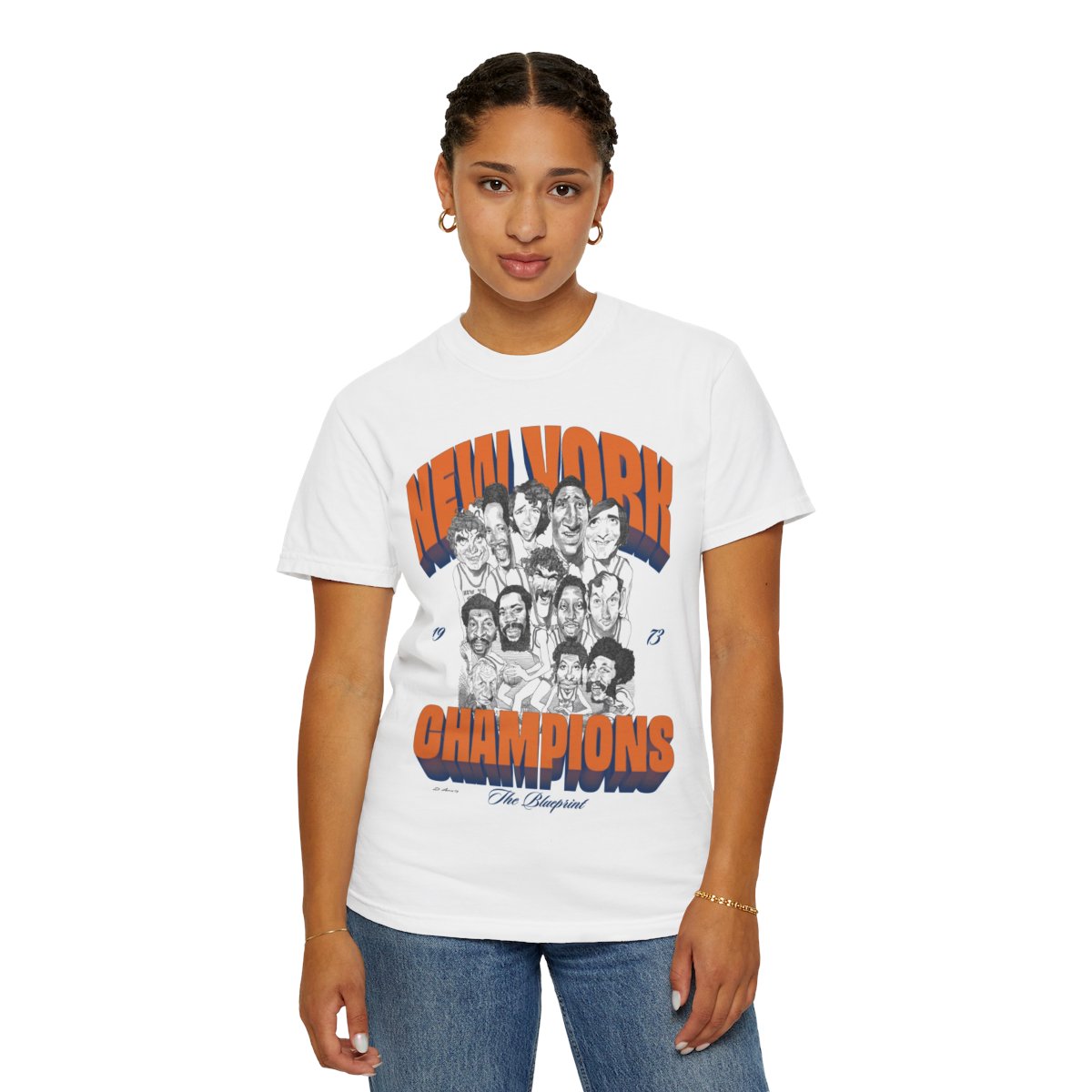 New York Knicks 1973 Champions Tee — David Levine "The Blueprint"
