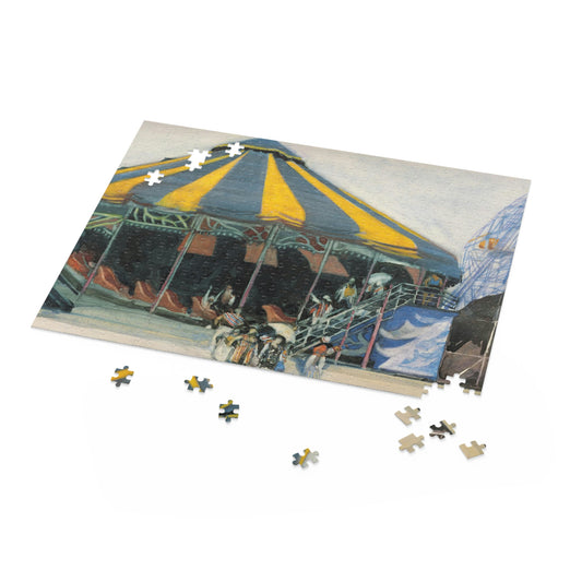 "Escape" (Coney Island Carousel) by David Levine - Puzzle (500-Piece)