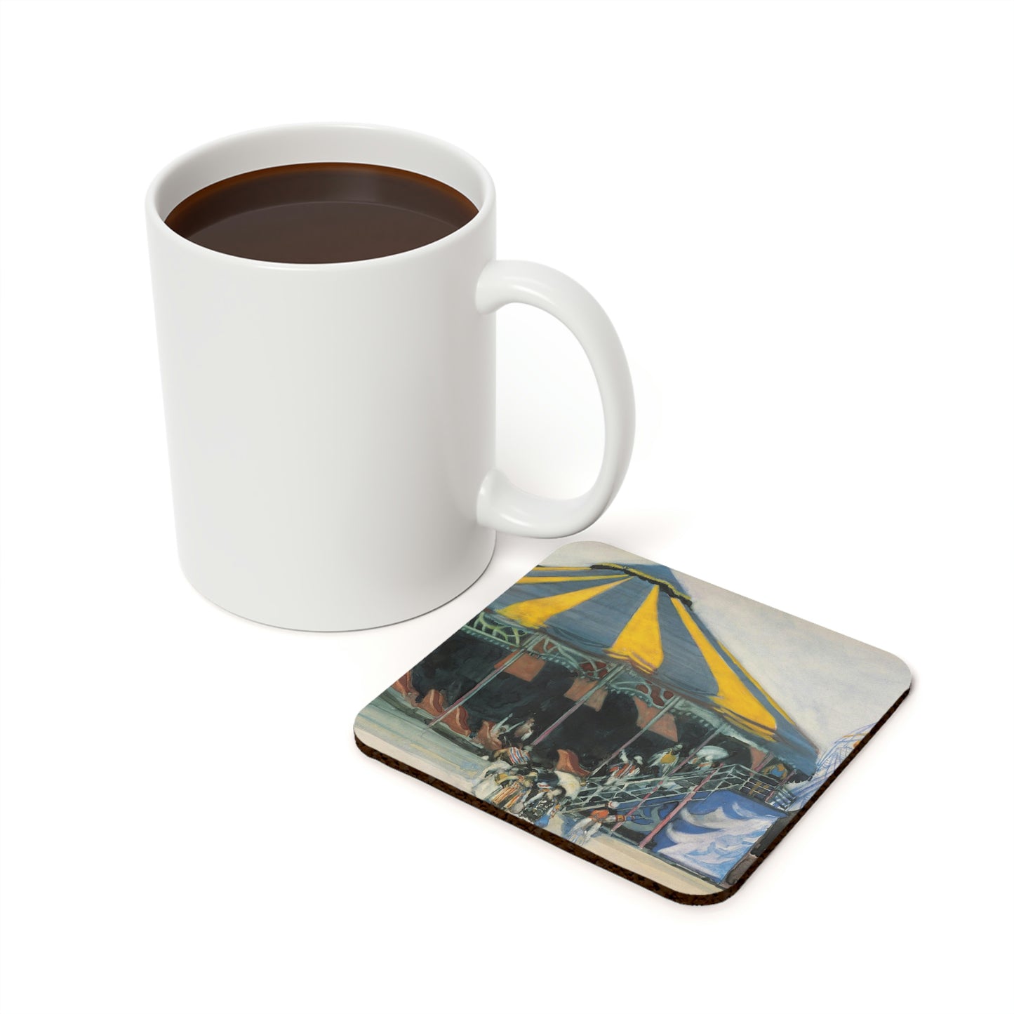 Coney Island Carousel by David Levine - Cork Back Coaster