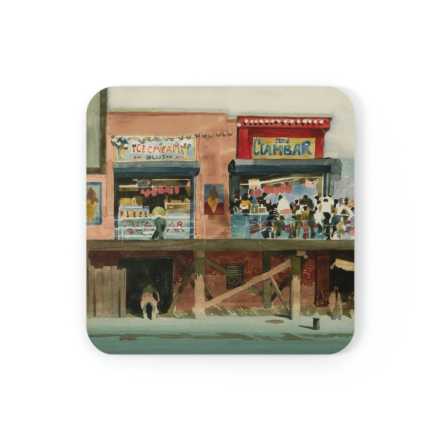 Coney Island Cul-de-Sac by David Levine - Cork Back Coaster