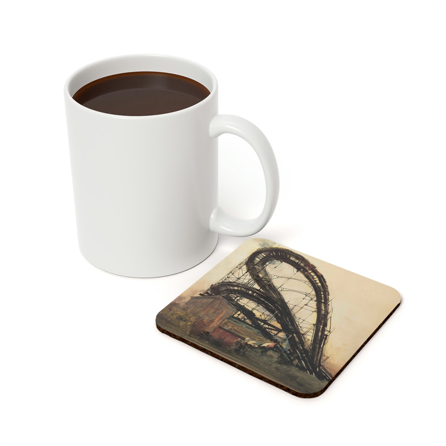 Coney Island Thunderbolt by David Levine - Cork Back Coaster
