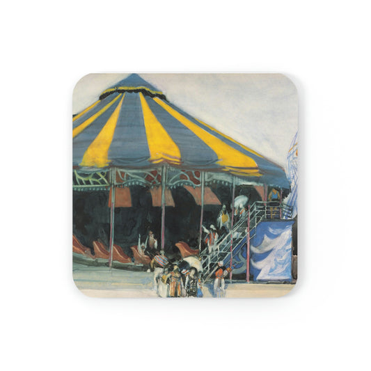 Coney Island Carousel by David Levine - Cork Back Coaster