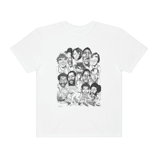 New York Knicks 1973 Championship Team by David Levine - T-shirt (image on front)