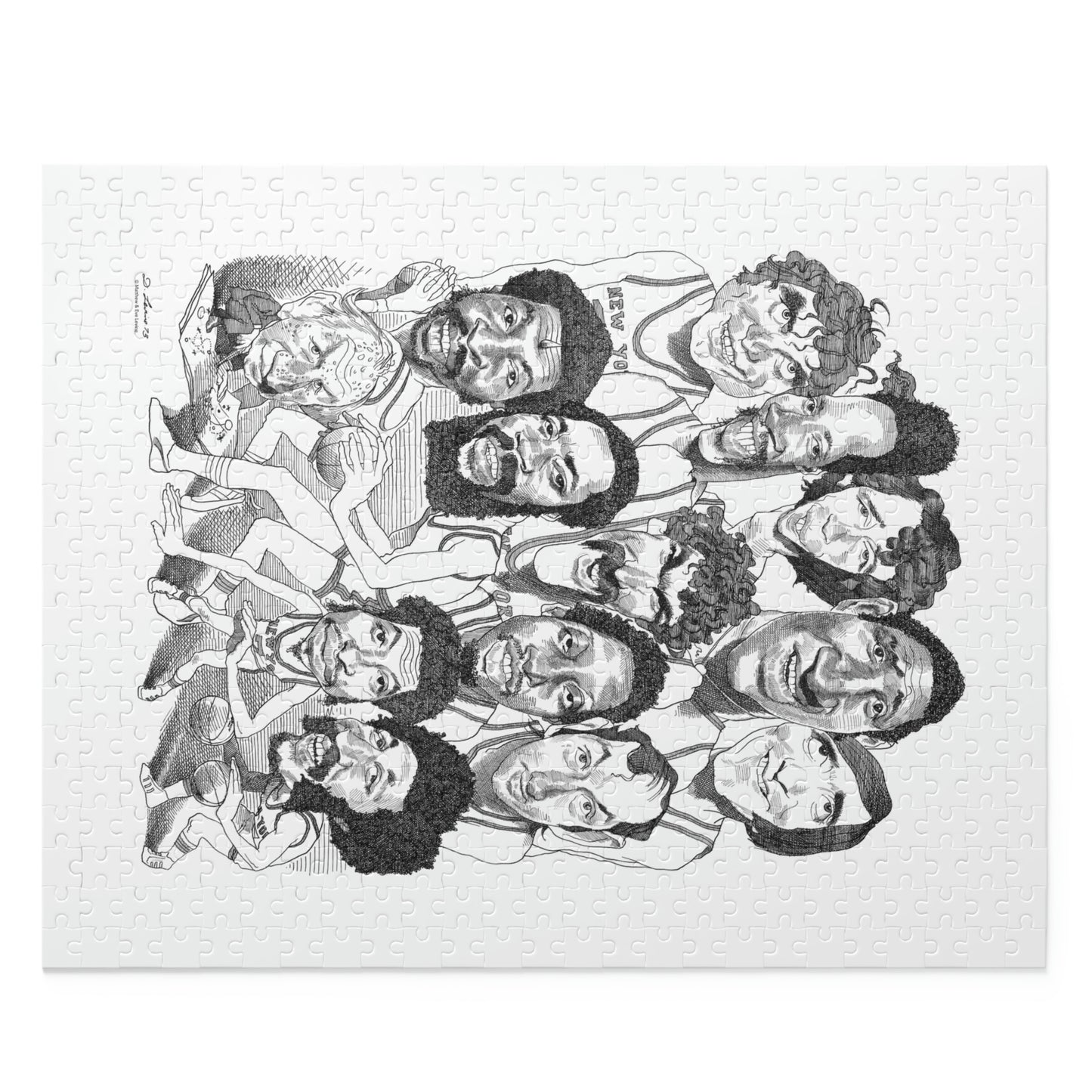 NY Knicks 1973 Championship Team by David Levine - Puzzle (500 piece)