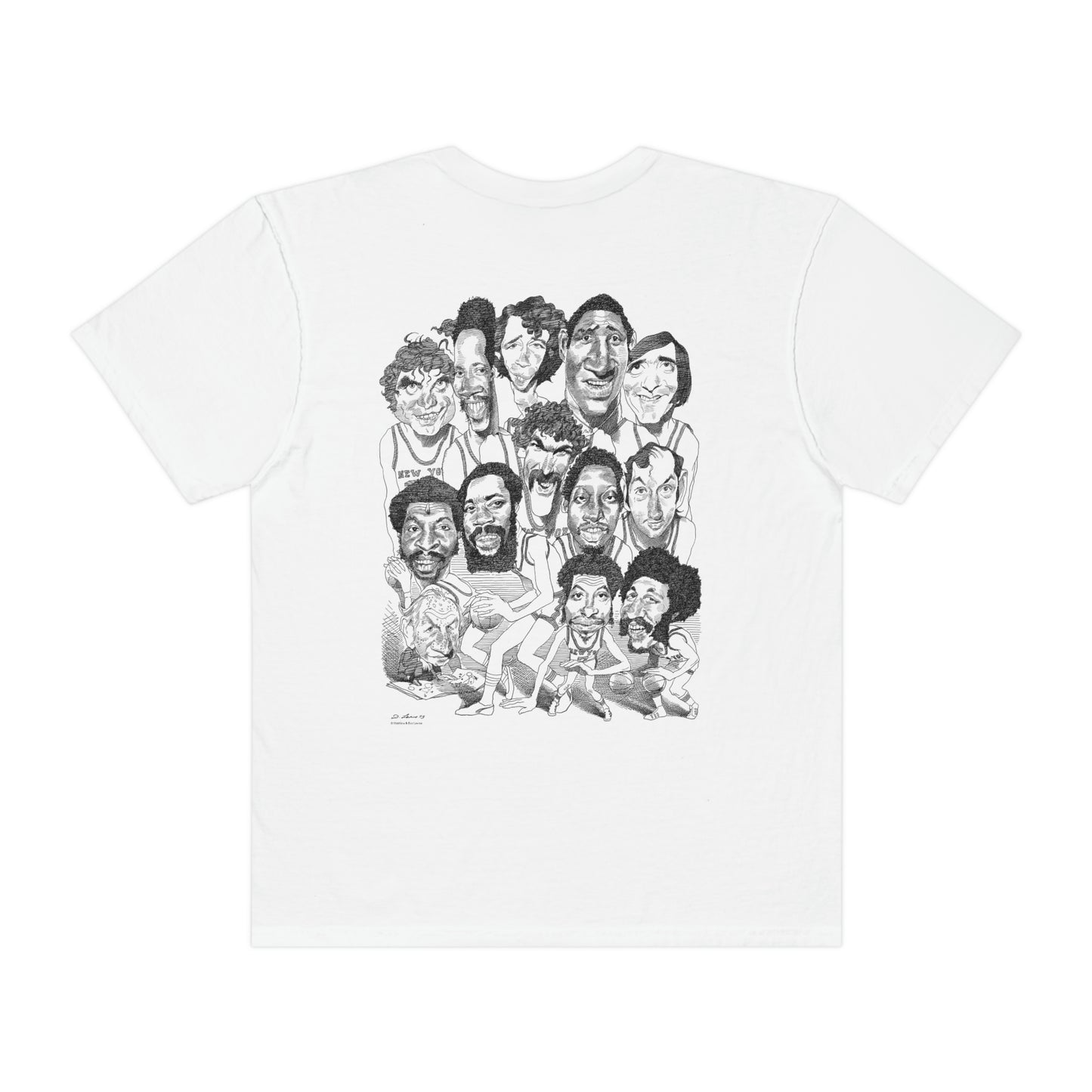 New York Knicks 1973 Championship Team by David Levine - T-shirt (with print on the back)